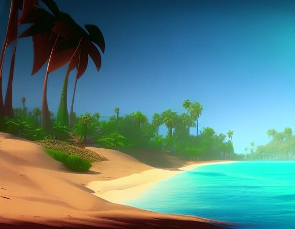 Beach Scene on a Warm Sunny Day