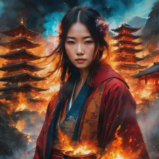 Fiery Portrait: A Captivating Dance of Flames