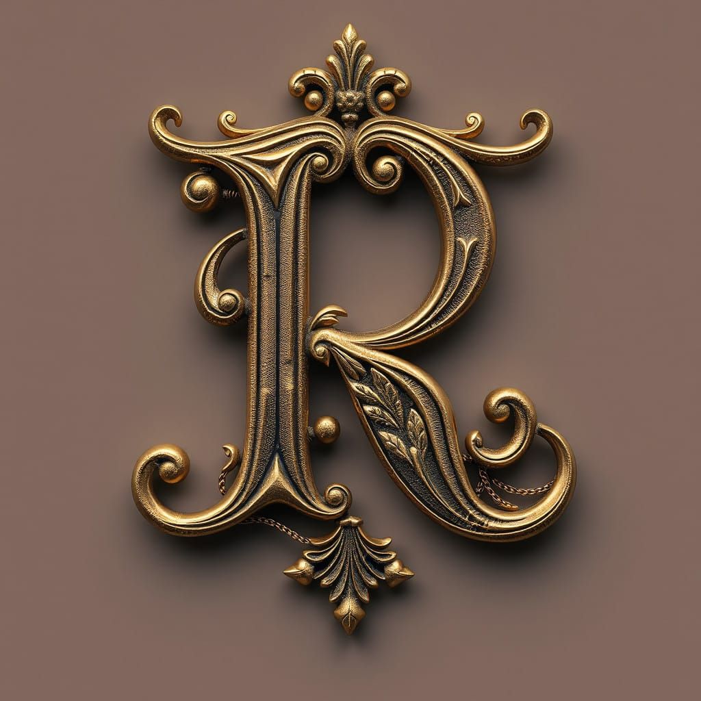 Elegant Decorative Letter R in Ornate Style