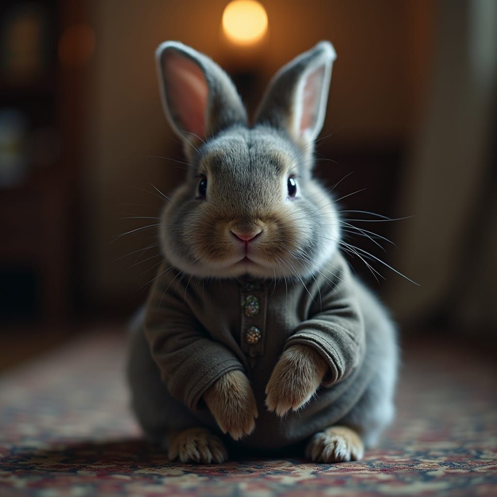Ethereal Holland Lop Bunny in Buddha Pose