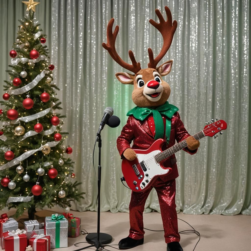 Rudolf Reindeer Rocking Christmas with Electric Guitar