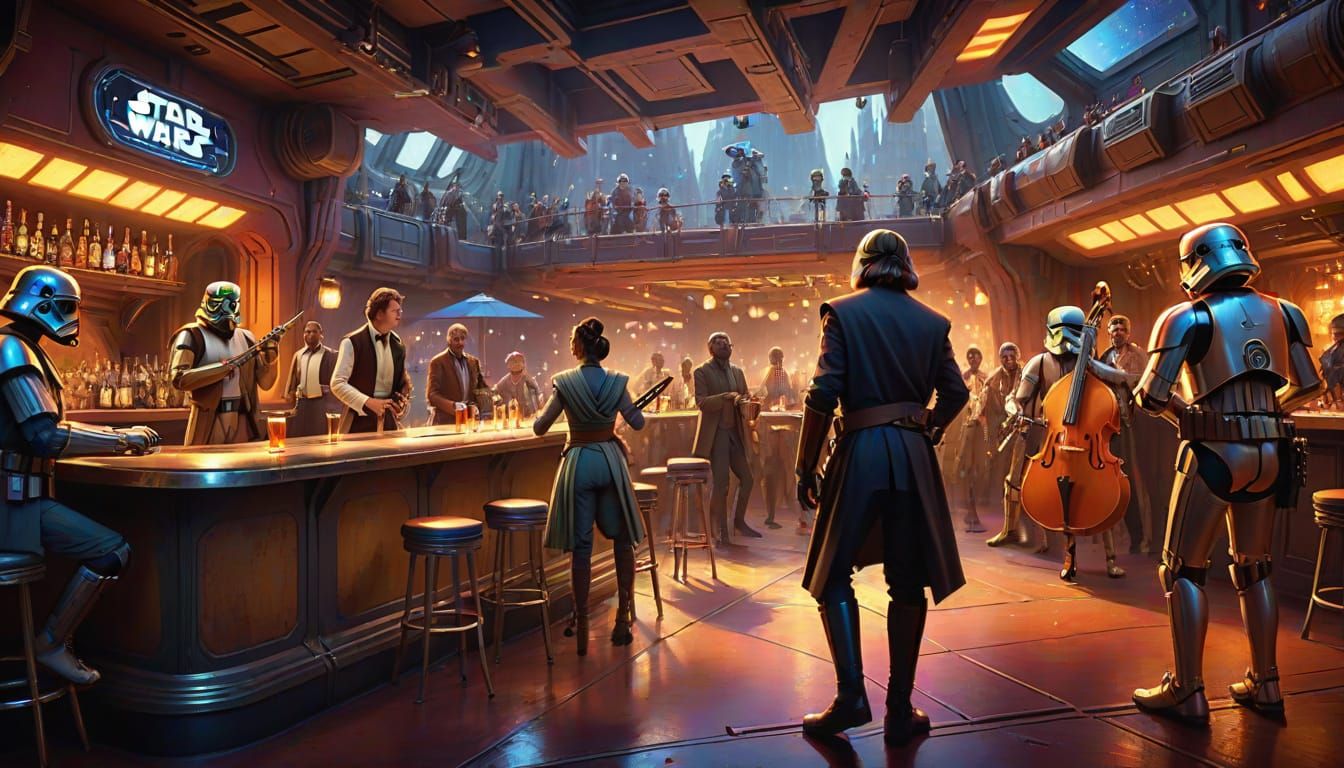 Star Wars Bar at Galaxy's Edge: Hyperrealistic Concept Art