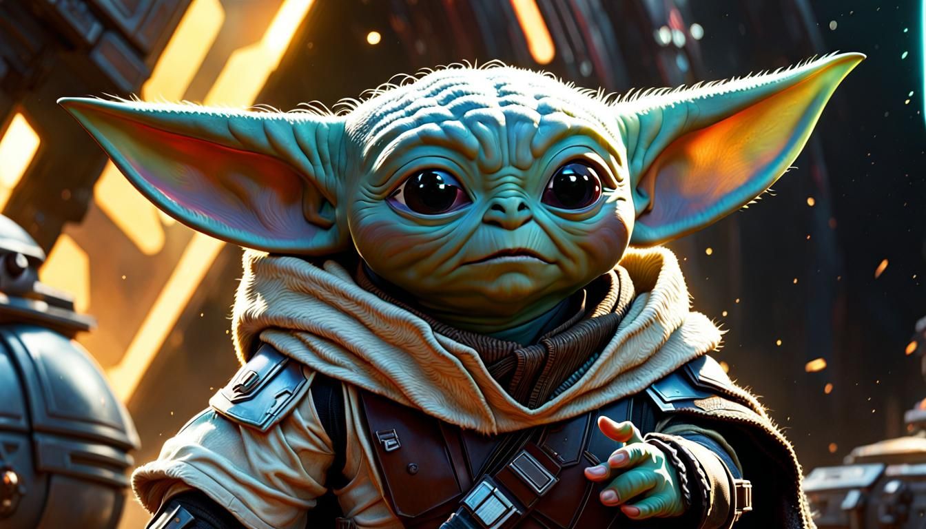 Din Djarin and Grogu: Hyperrealistic Star Wars Concept Art