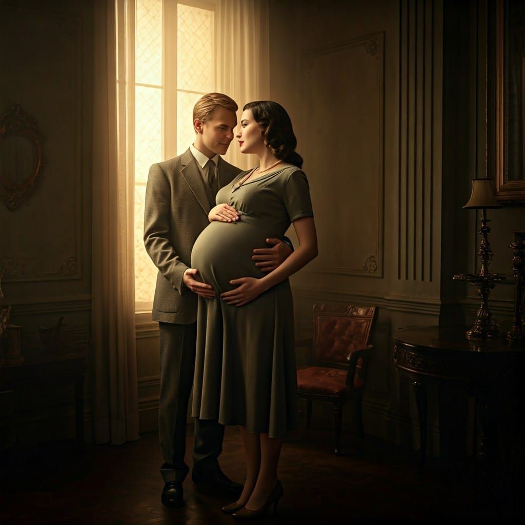 Elegant 1940s Woman in Abandoned Manor, 8K Photography