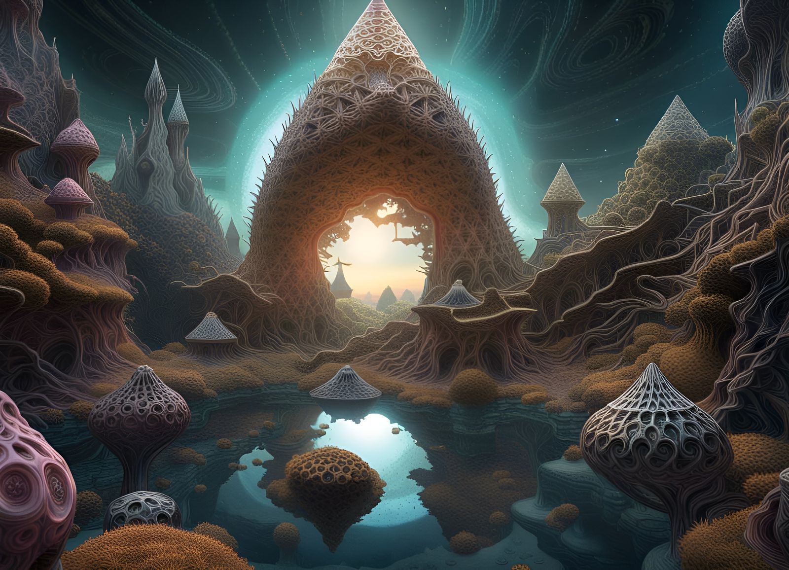 Alien Tetrahedral Mandelbulb Landscape as Digital Art