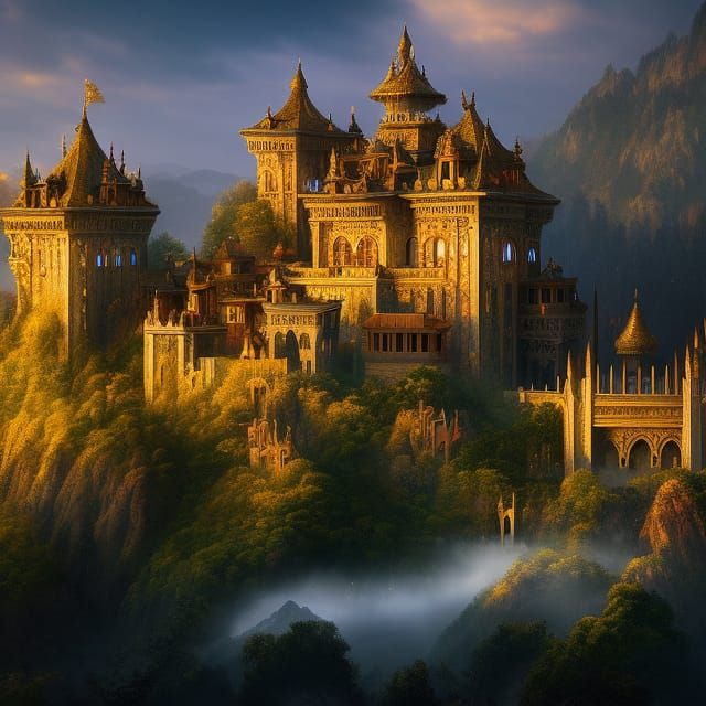 Fantastical Old World Castle in Detailed Digital Art