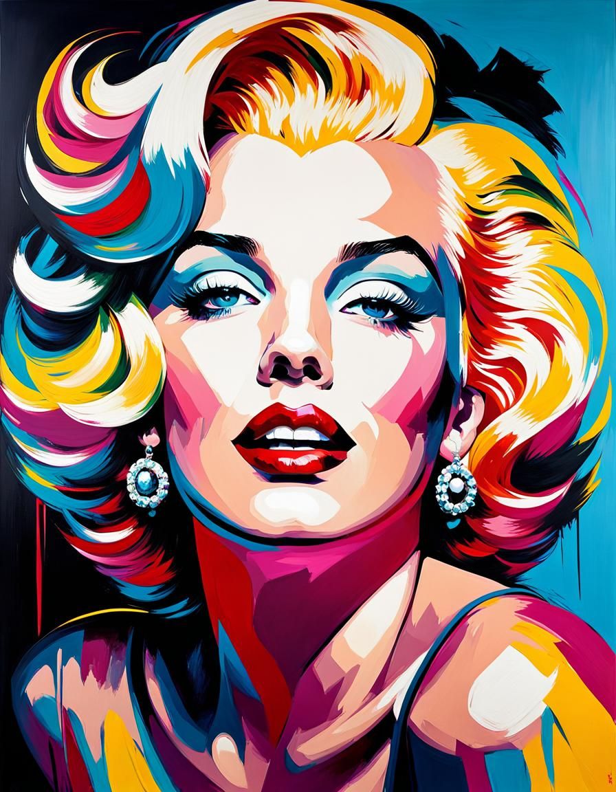 Colorful Marilyn Monroe Portrait in Expressionist Style