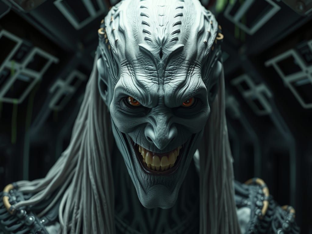 Menacing Wraith Portrait in Dark Sci-Fi Horror