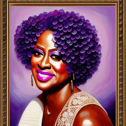 Viola Davis Postage Stamp in Oil Painting Style