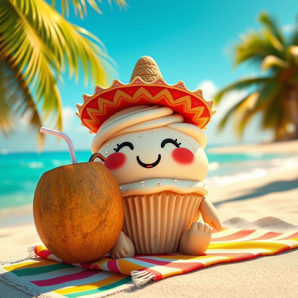 Cupcake Vacationing in Mexico: Kawaii Splash Art