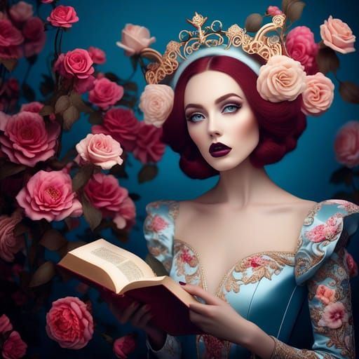 Surreal Woman Portrait in Rococo Style