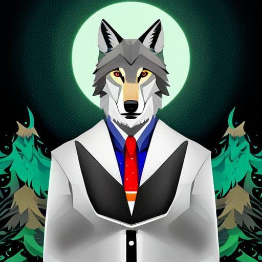 Anthropomorphic Wolf Pop Art Screen Print