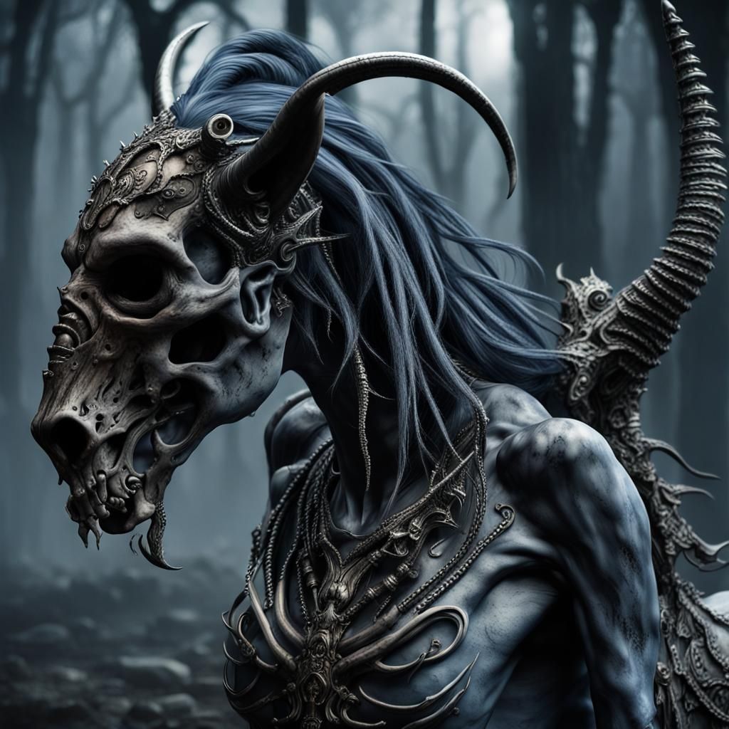 Undead Hybrid Centaur in Gothic, Hyperrealistic Style