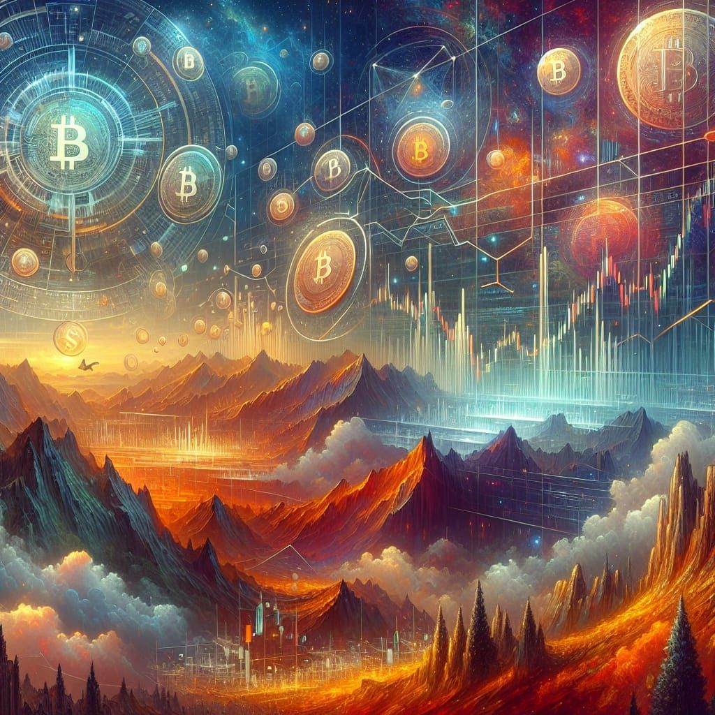 Cryptocurrency Market Analysis Concept Art in Fantasy Style