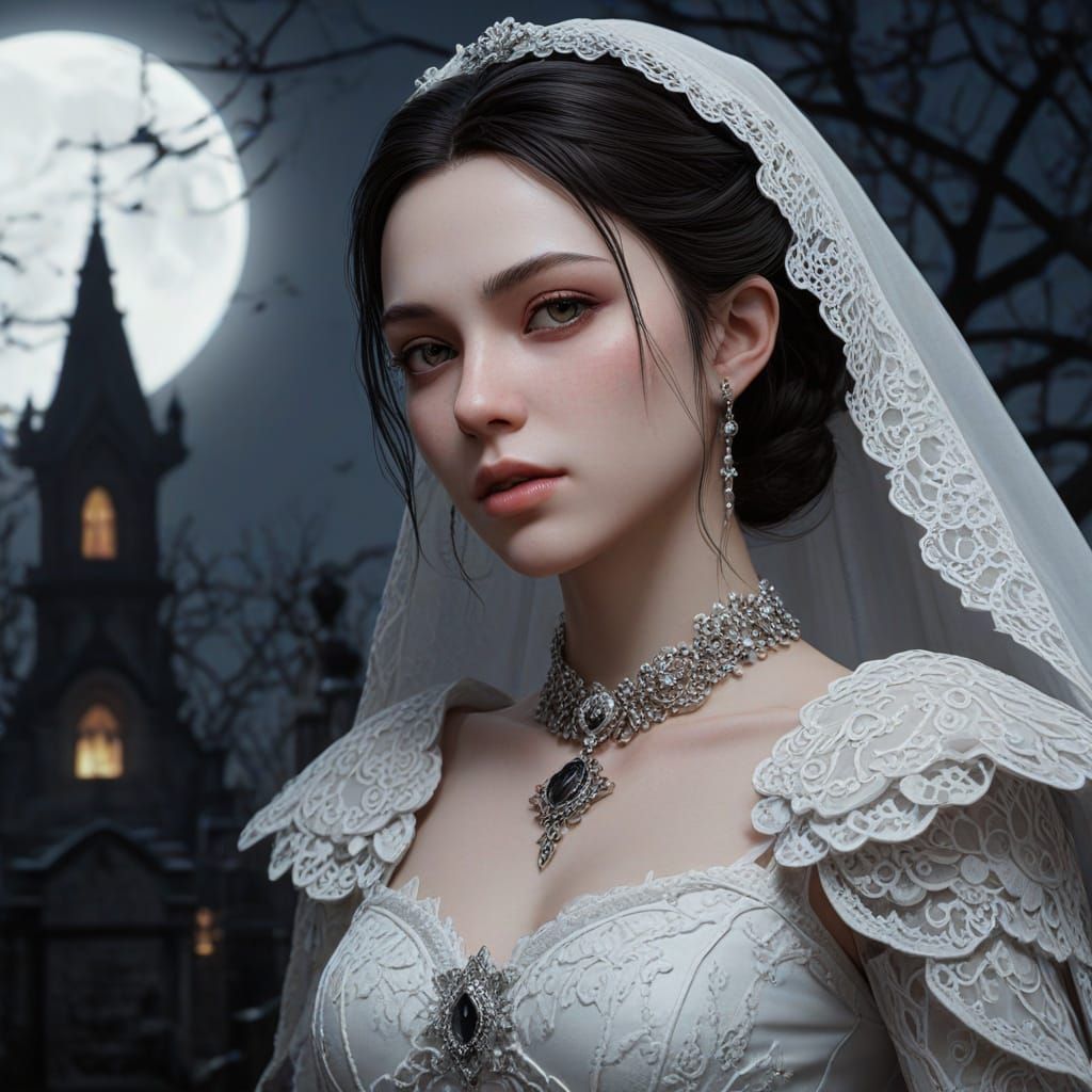 Female Vampire in Graveyard: Gothic Romanticism Style