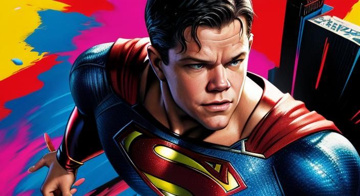 Matt Damon as Superman in Graffiti Art Style