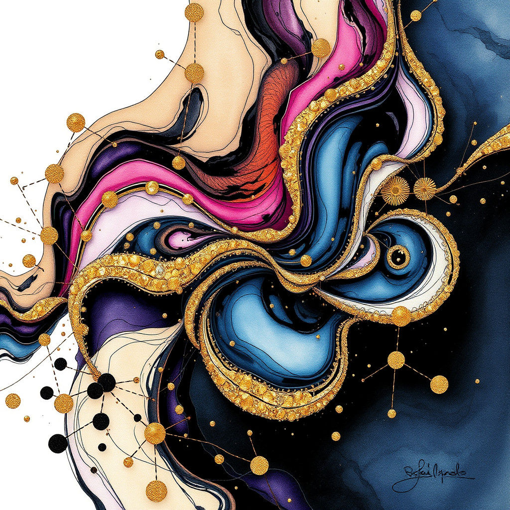 Abstract Art with Alcohol Ink and Gold Accents