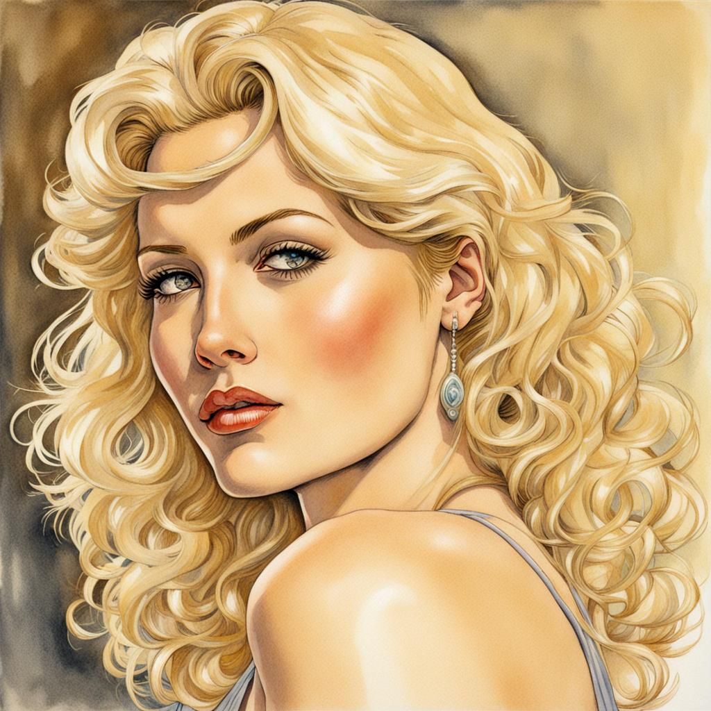 Confident Blonde Woman in Comic Book Style
