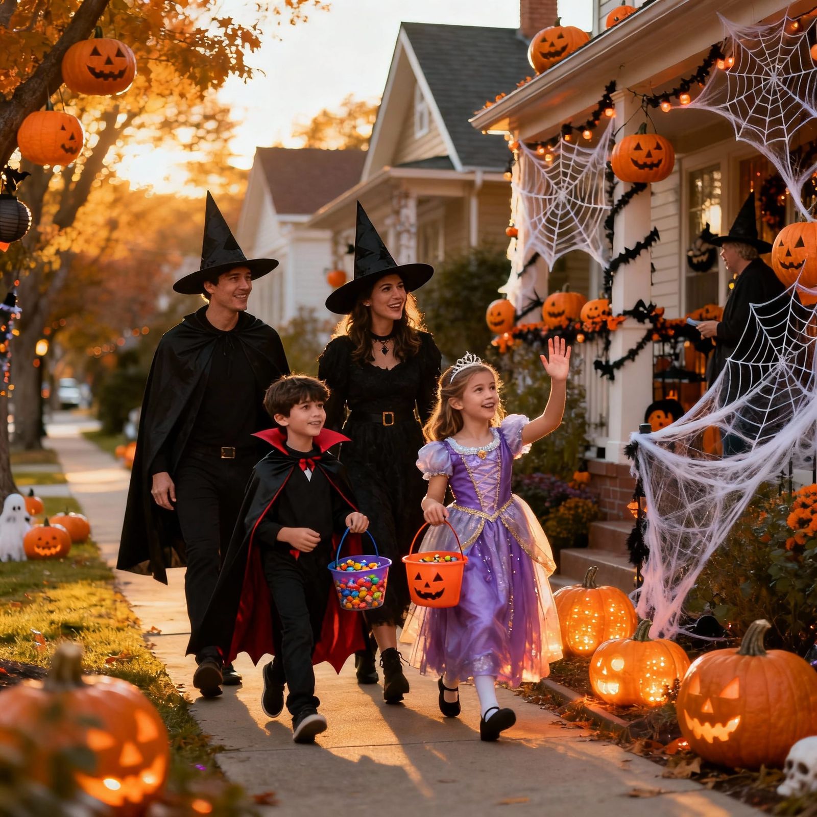 Family's trick or treating