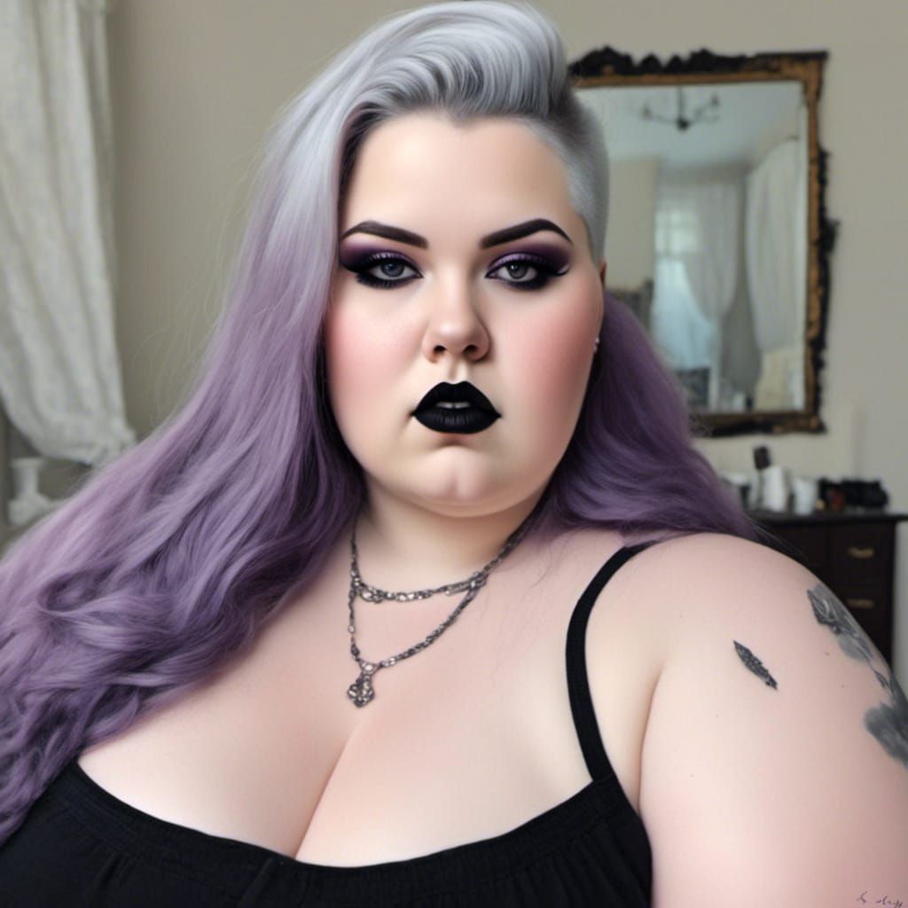 Hyperrealistic Portrait of Gothic Woman with Black Hair