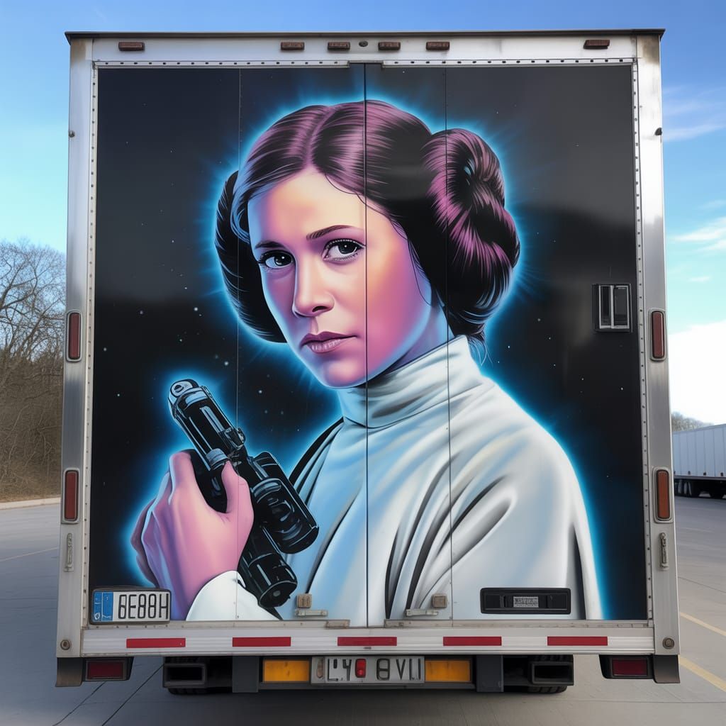 Airbrushed Princess Leia Semi-Trailer Art