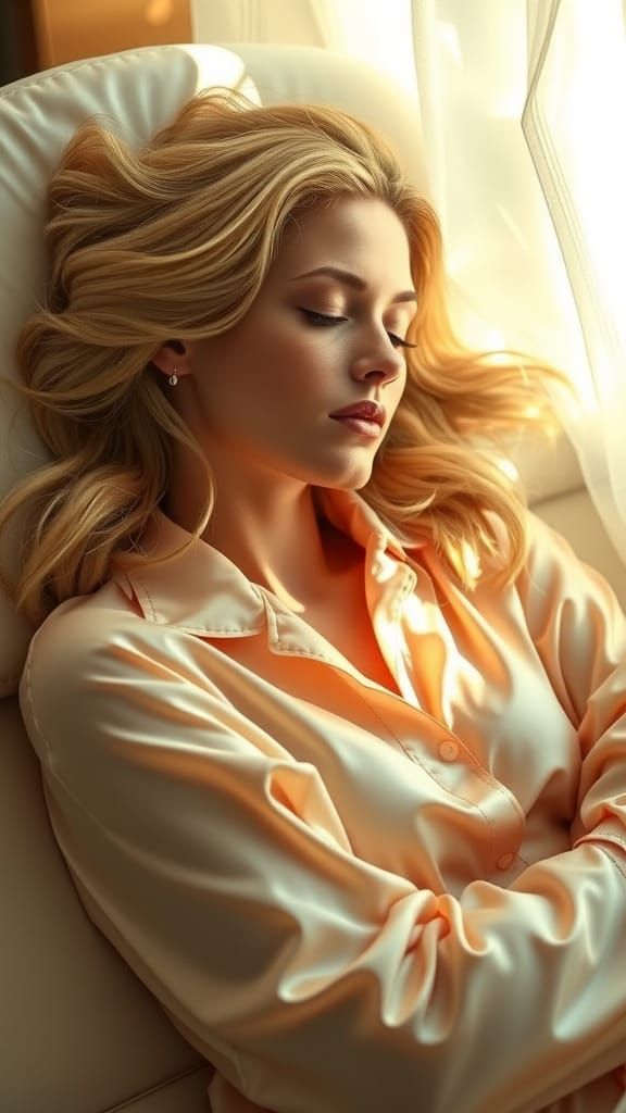 Woman Sleeping Peacefully in Art Nouveau Style