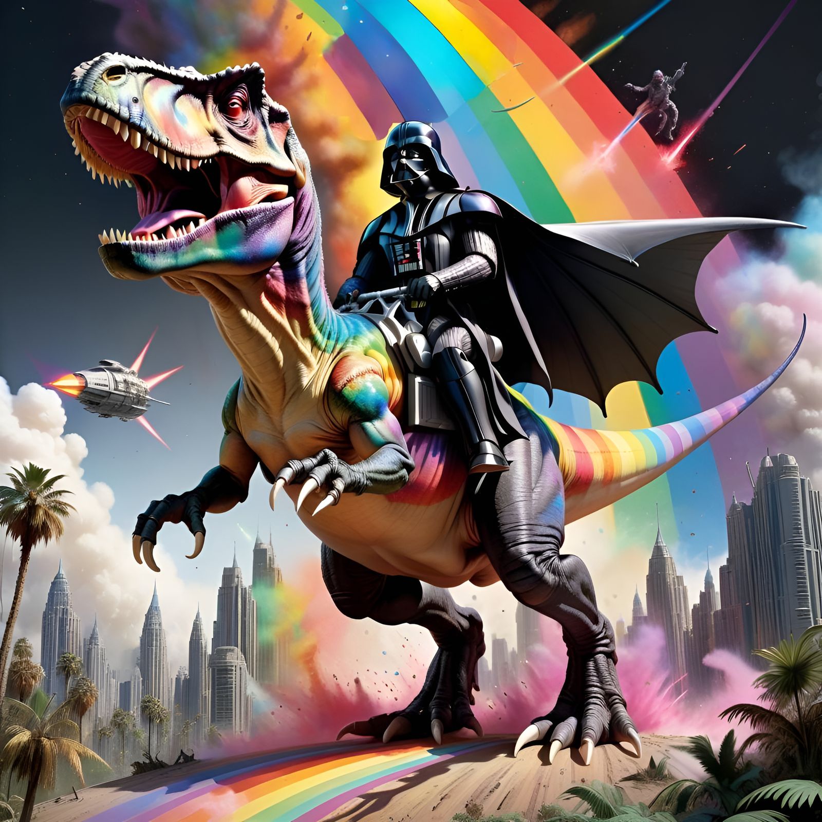 Rainbow Runner in Magical Sci-Fi Art