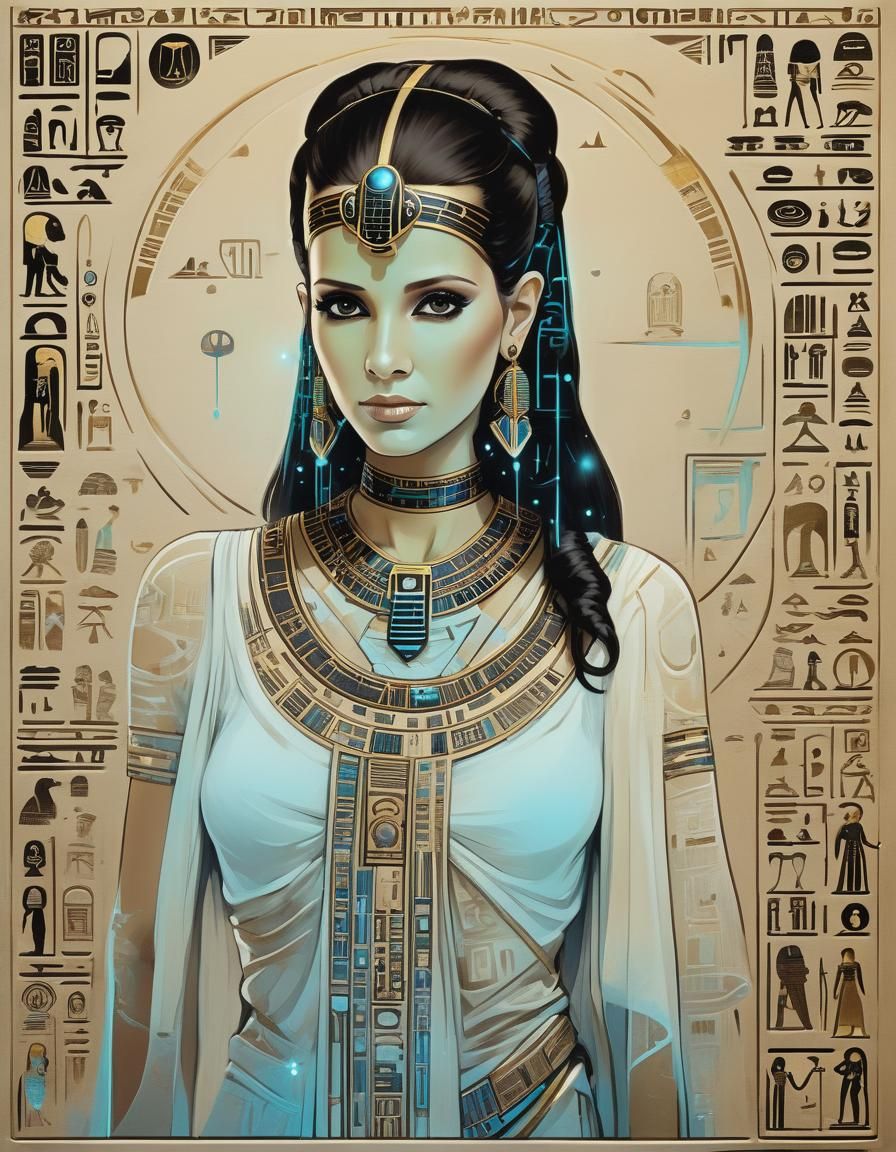 Magical Noctilucent Egyptian Hieroglyphics in Chaos