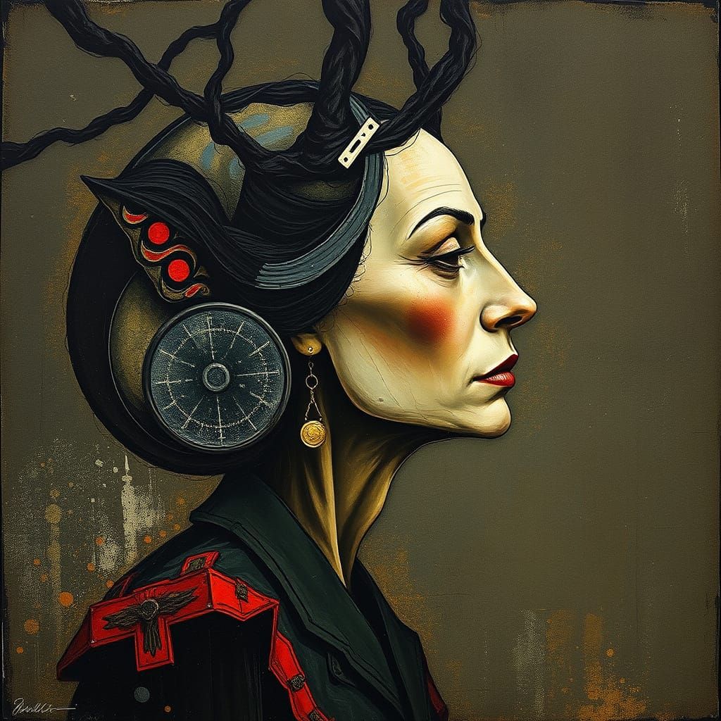 Surreal Portrait in Mixed Media Style