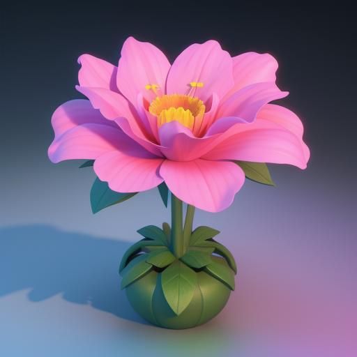 Full Flower Blossom in 3D Digital Art Style