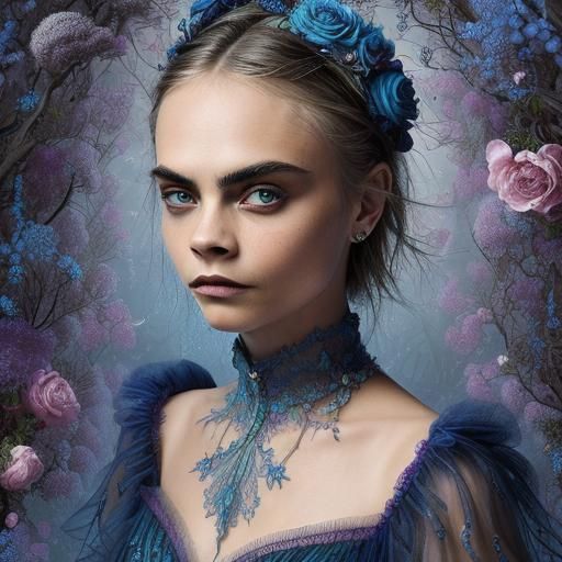 Cara Delevingne in Fractal Art Style