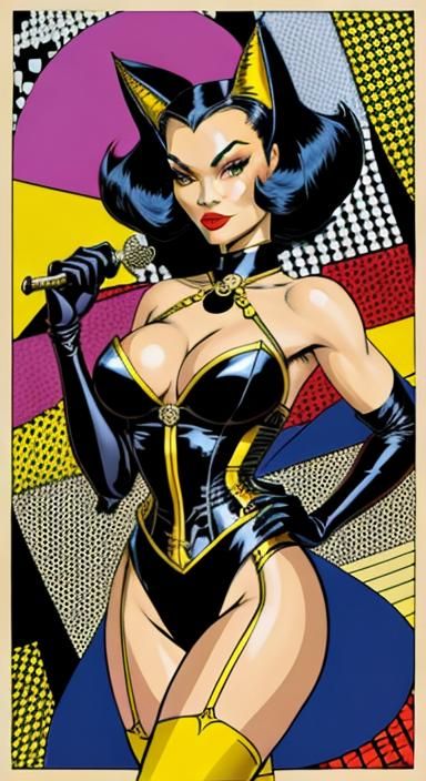 Steampunk Catfight Portrait in Cubist Pop Art Style