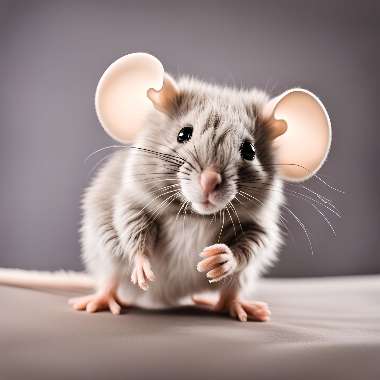 Close-Up Studio Photo of a Furry Plush Mouse