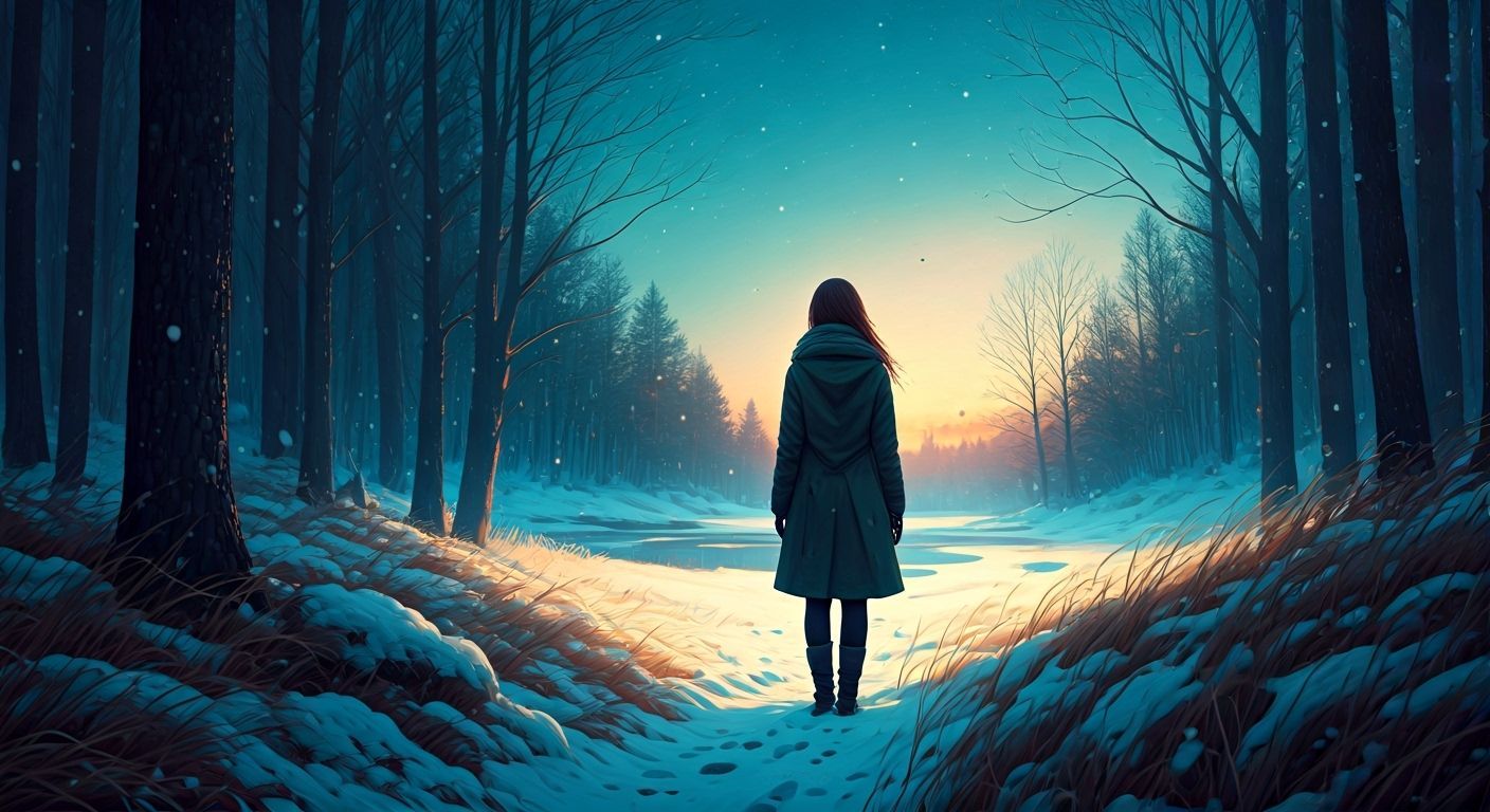 Surreal Winter Scene with Vivid Autumn Painting