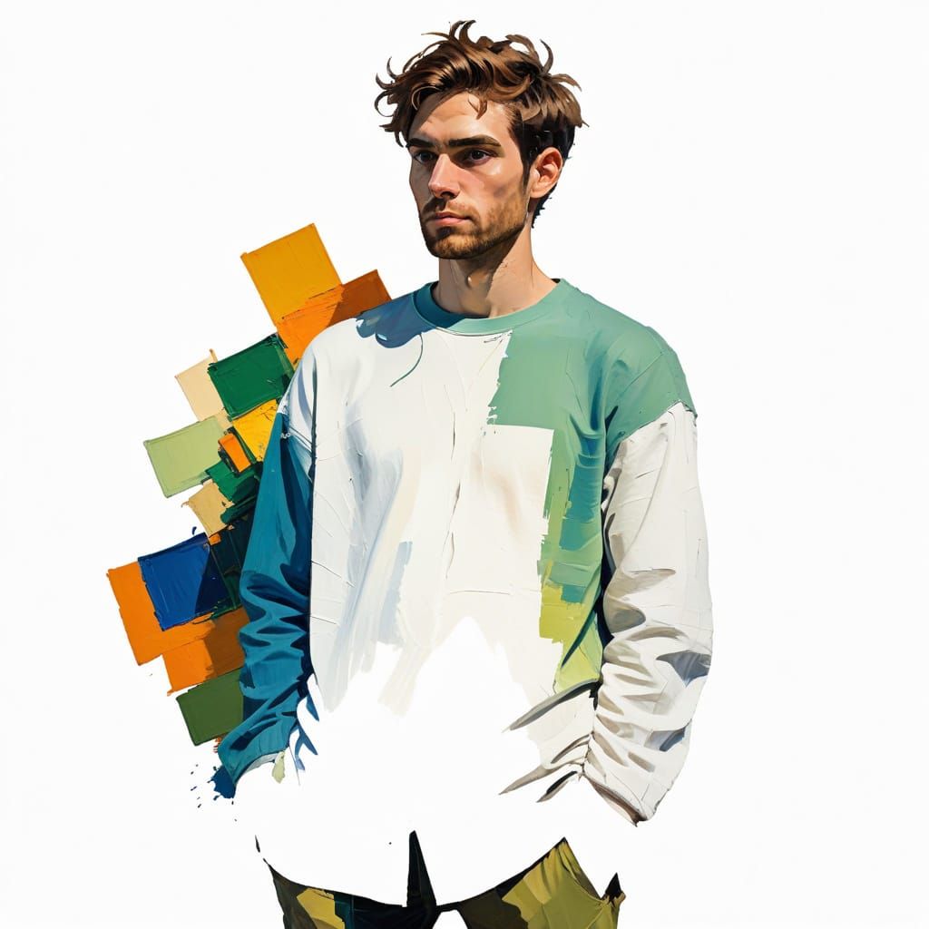 Vibrant Expressionist Portrait in Warm Orange Light