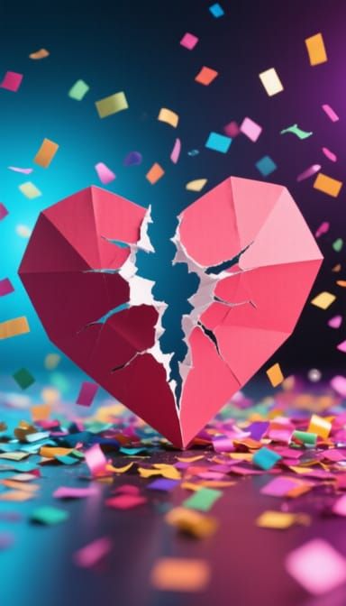 Confetti Heart Explosion on Disco Background