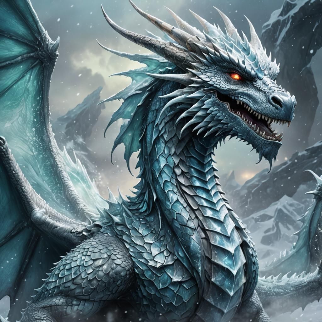 Icy Dragon Concept Art in Hyper-Realistic Style
