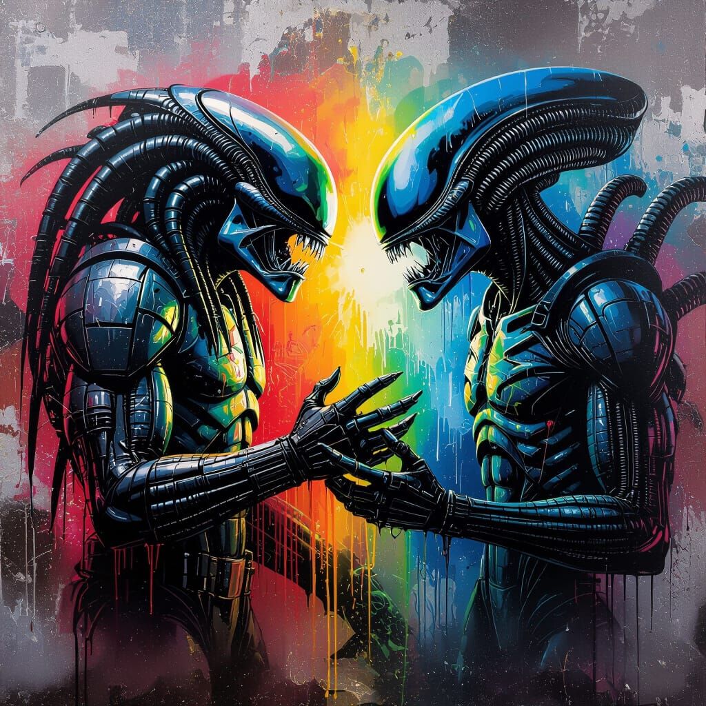 Predator Vs Alien Graffiti Art