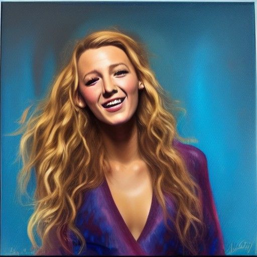Blake Lively in a Bubble: Oil Painting