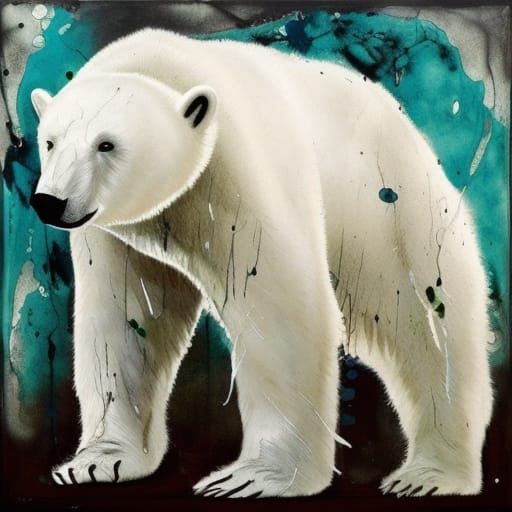 Polar Bear with Marbling and Paint Effects