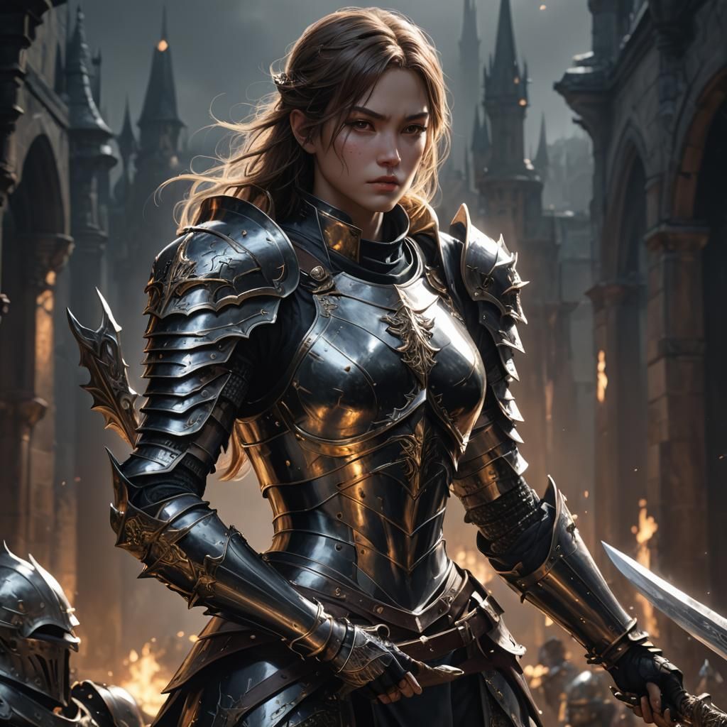 Evil Paladin in Dark Fantasy Anime Style
