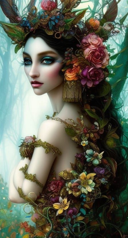 Intricate Elf Portrait in Fantasy Landscape