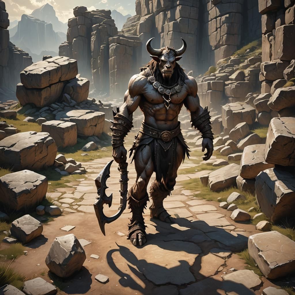 Leather-Clad Minotaur Seeks Help in Fantasy Realism