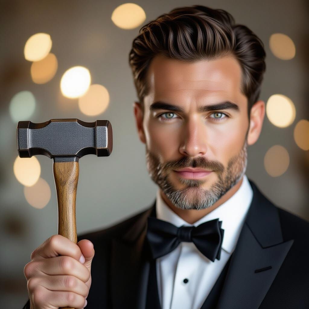 Confident Person with Velvet Hammer Portrait
