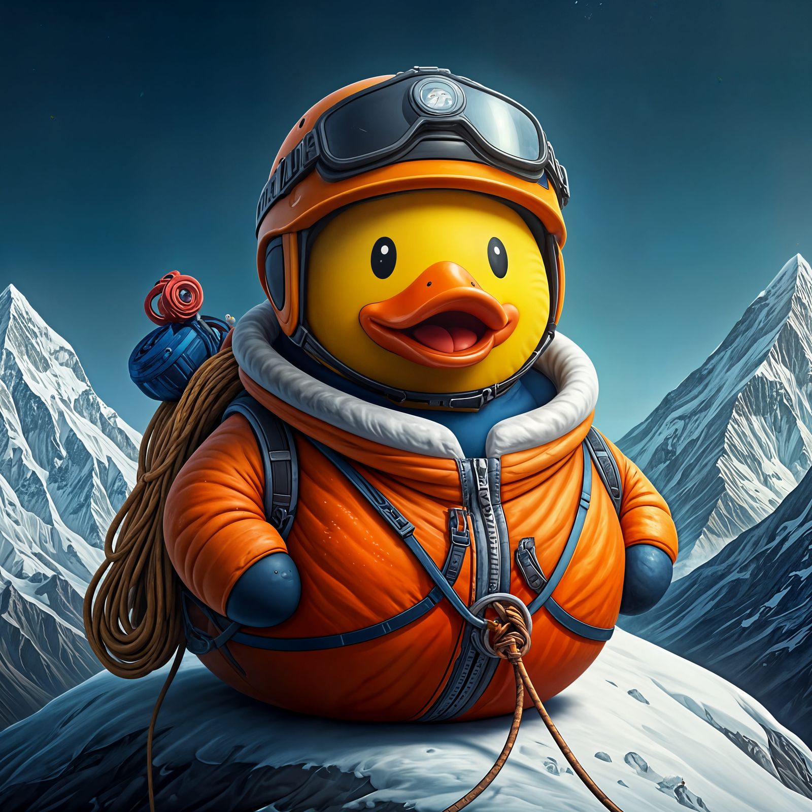 Adventurous Rubber Duck Ascends Mount Everest