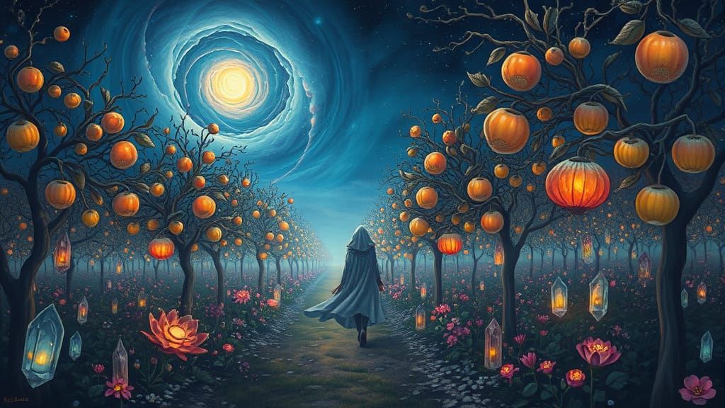 Bioluminescent Orchard: Surreal Concept Art