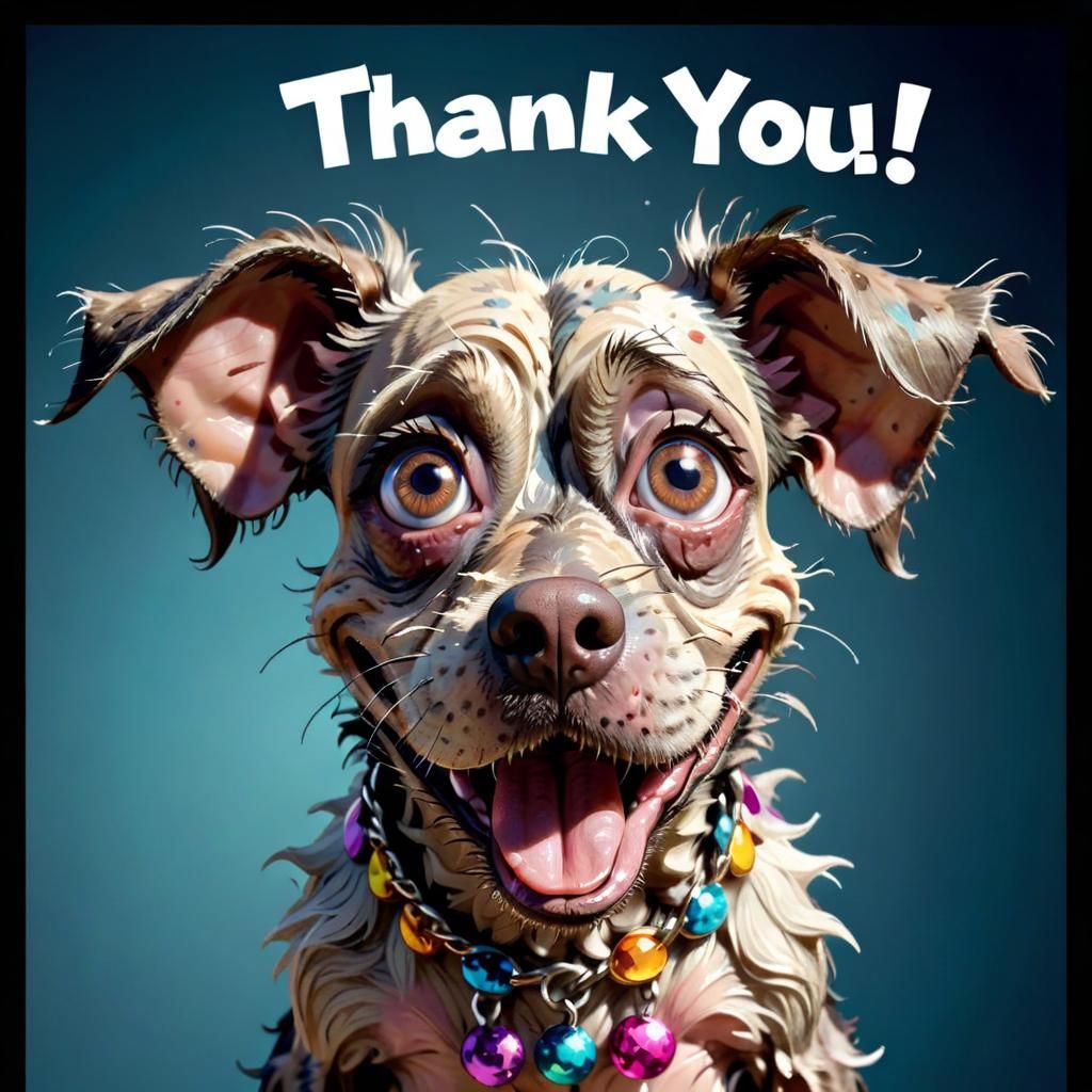 Humorous Image of an Ugly Dog Saying Thank You