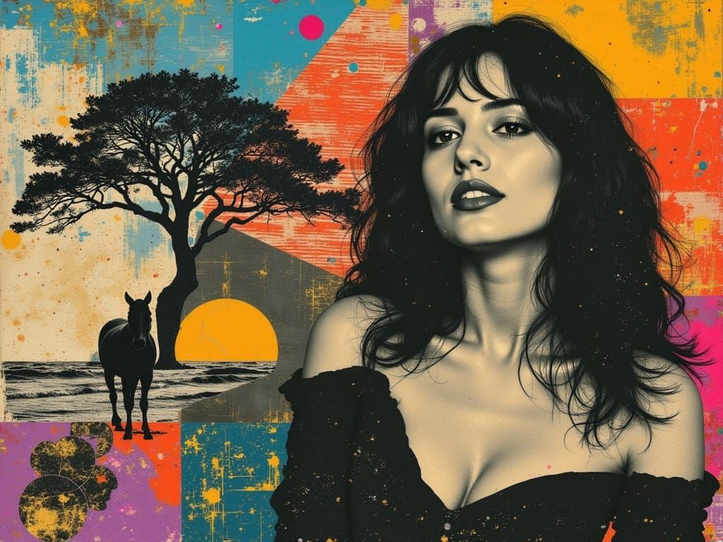 Surreal Beauty in Vibrant Cubist Style