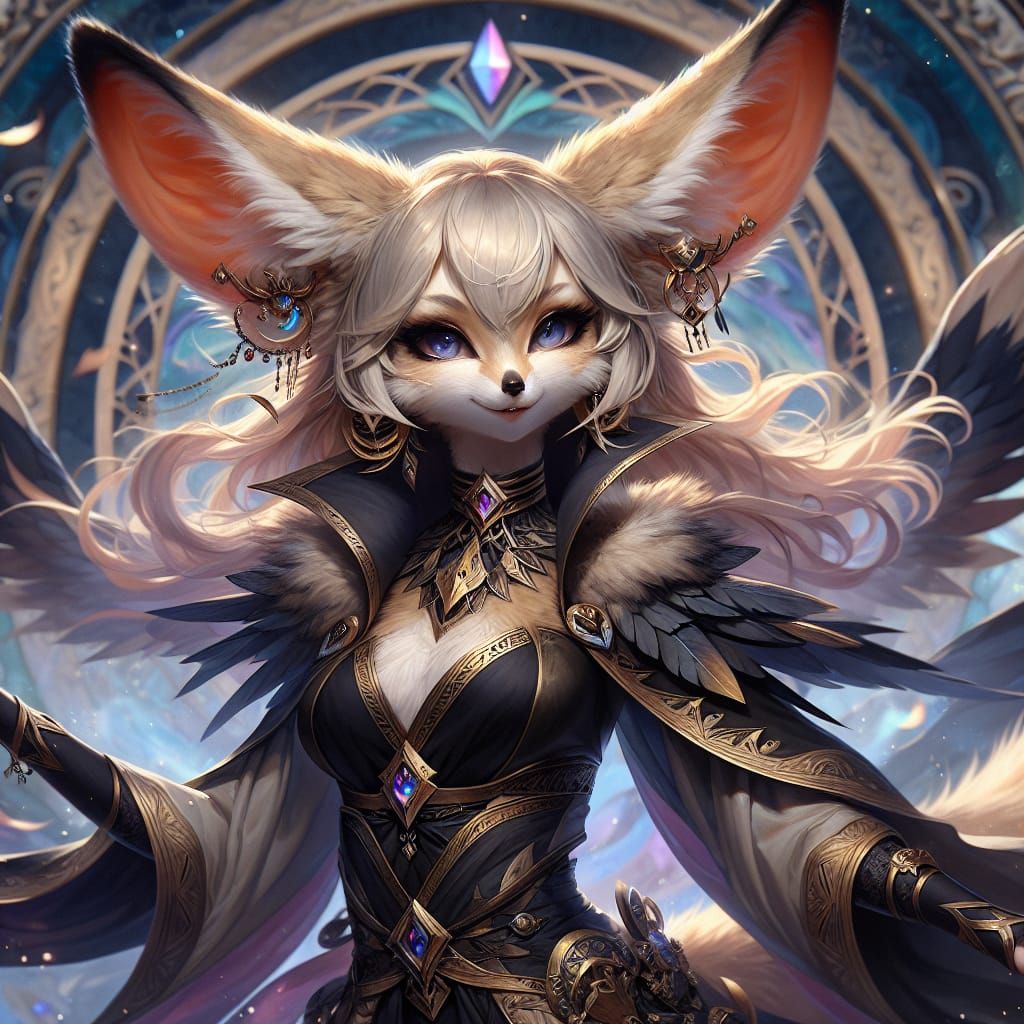 Fennec Fox Sorceress in Matte Painting Style