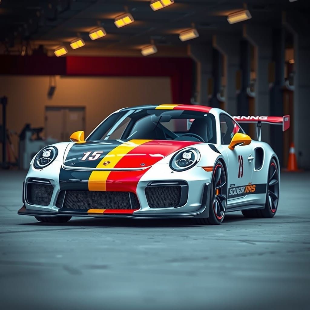 German Flag Porsche 911 GT3 in High-Gloss Racing Stripes